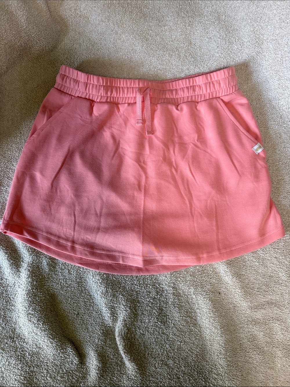 Simply Southern Coral Pink Drawstring Mini Skirt